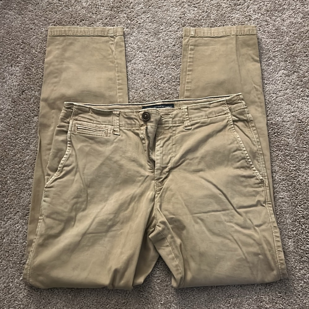American Eagle Mens 31Wx32L Slim Straight Tan Khaki Pants